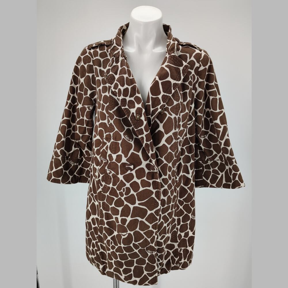 Lilly Pulitzer Giraffe Print Jacket FLAW Pink Lined Resort 100% Cotton Coat 8